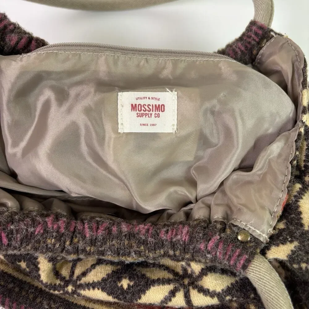 Mossimo Y2K Fair Isle Round Top Handle Purse Flannel Snowflake Winter Hobo Bag